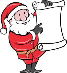 santa holding wish list