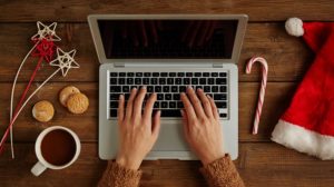 hands of business manager typing online customer service